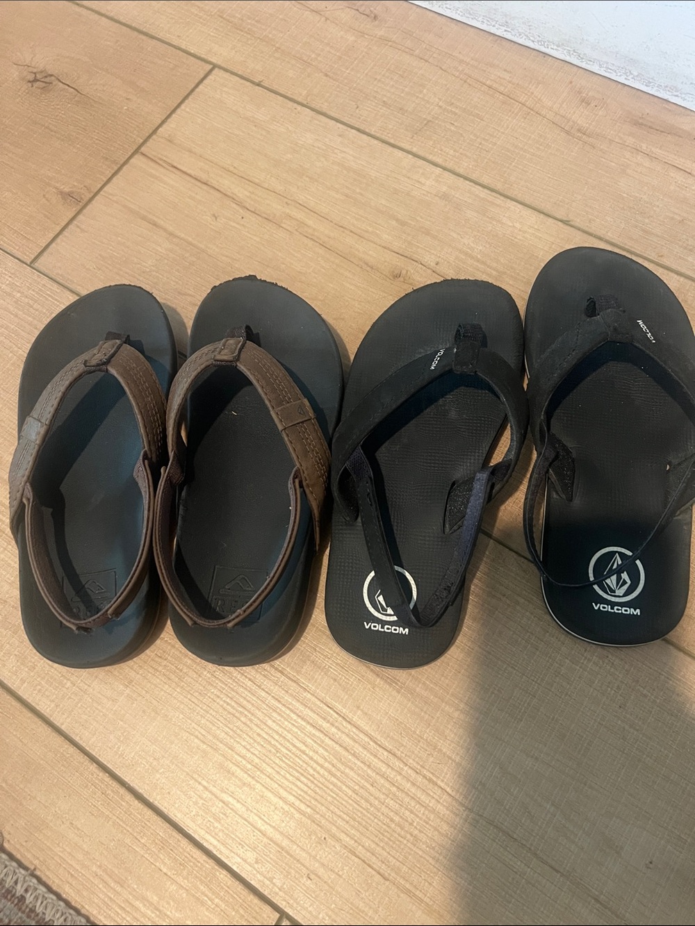 Volcom and Reef Black and Brown Casual Sandal Duo